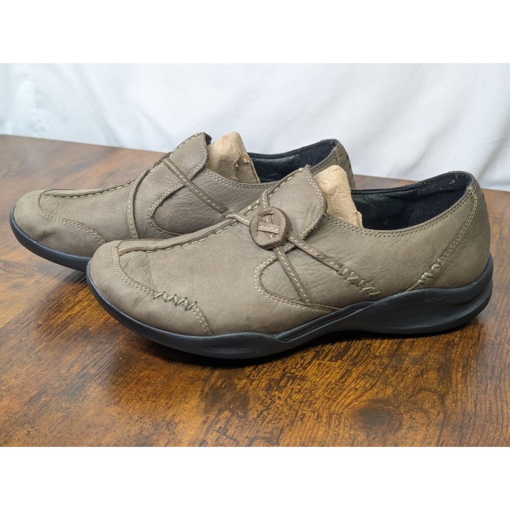 Clarks Shoes Womens 8M Wave Walk Casual Slip On Loafer Gray Leather Flats